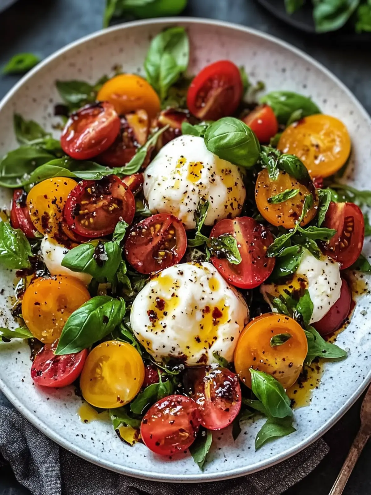 Frischer Pfirsich Burrata Salat mit Basilikum und Balsamico Genuss 4 Frischer Pfirsich Burrata Salat mit Basilikum und Balsamico