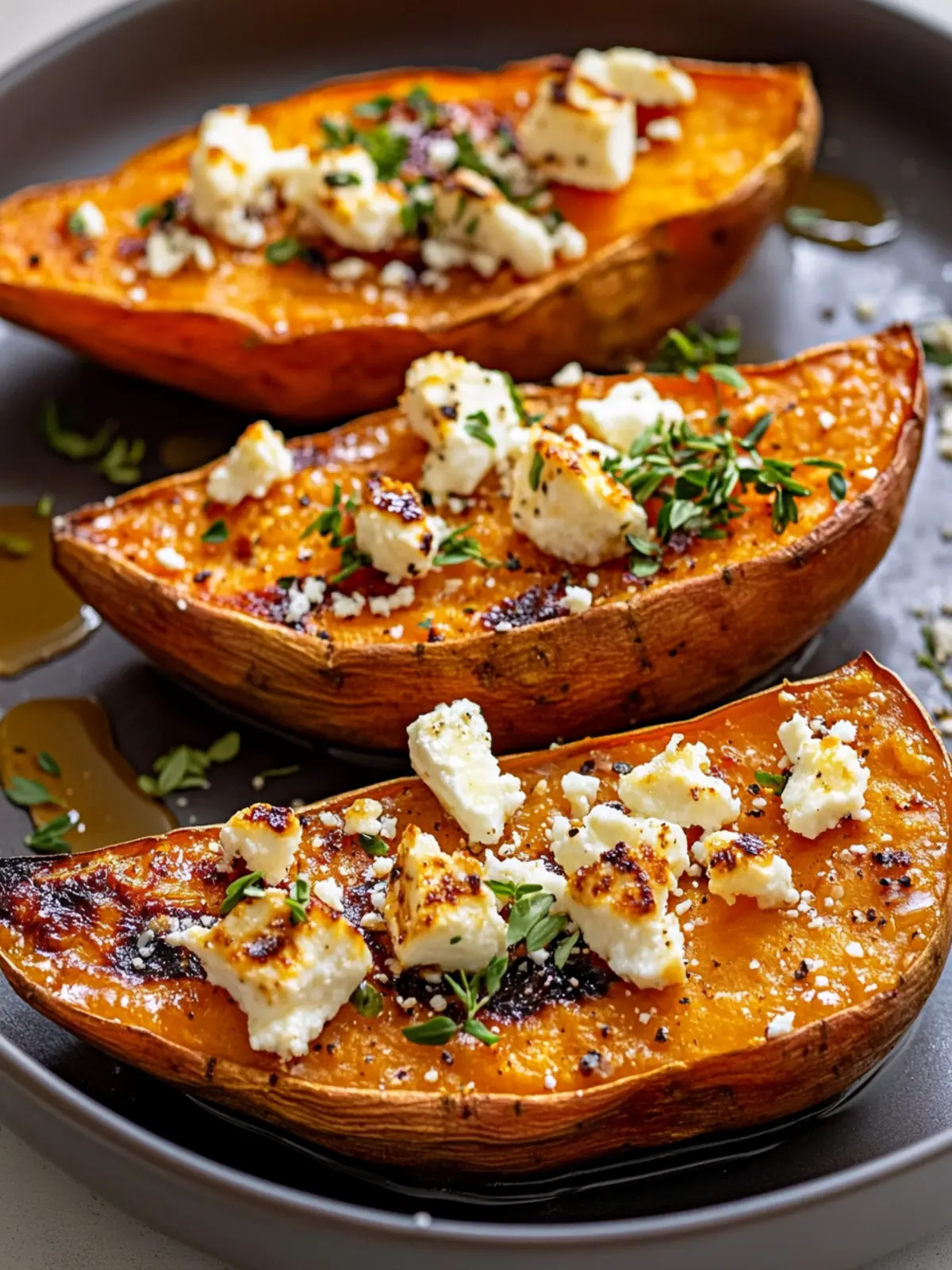 Gebackene Süßkartoffeln mit Honig & Feta – Einfach lecker! 3 Baked sweet potatoes with honey & feta