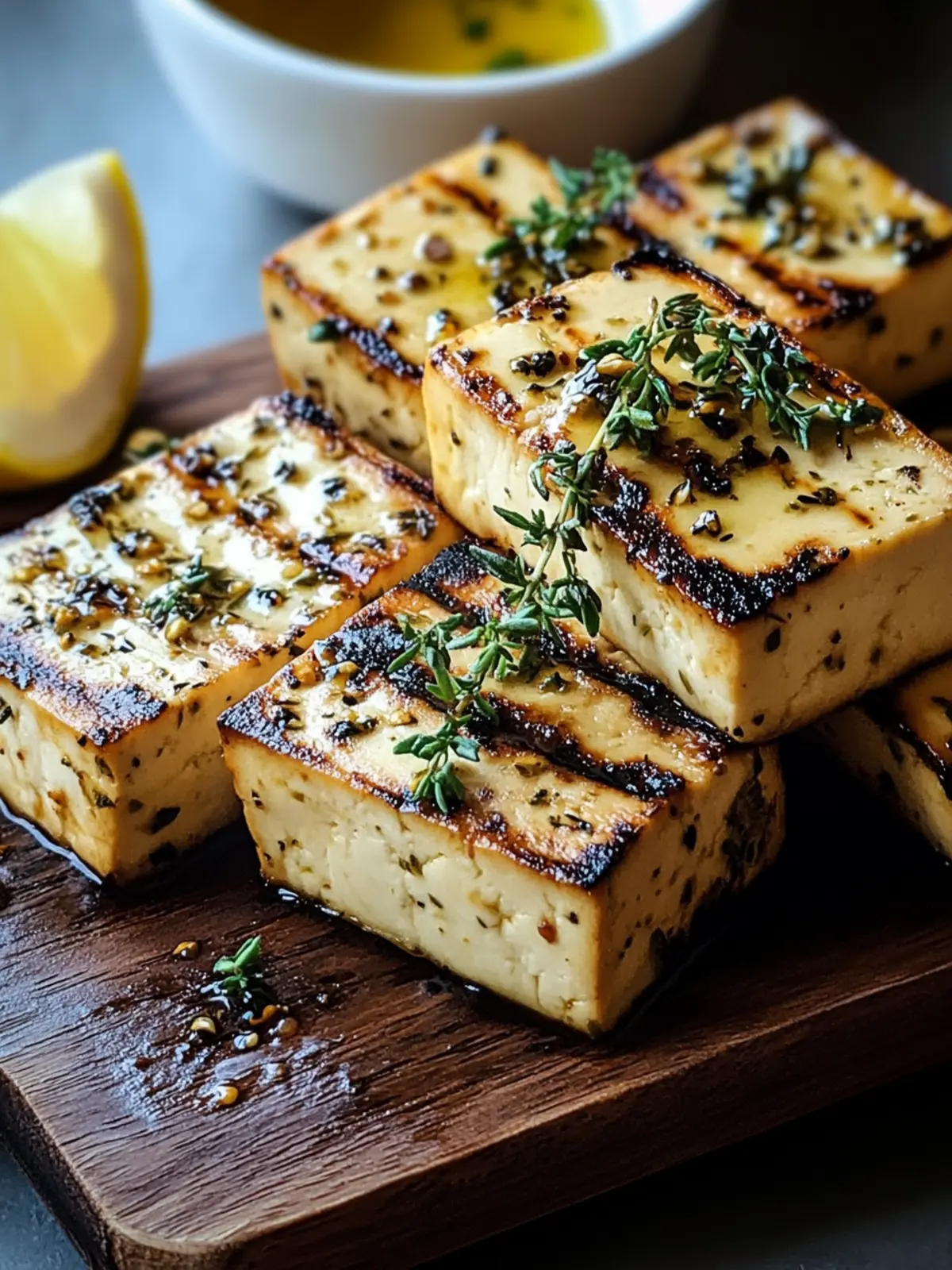 Griechischer gegrillter Tofu mit Zitrone und Thymian – Gesund genießen 4 Griechischer gegrillter Tofu mit Zitrone und Thymian