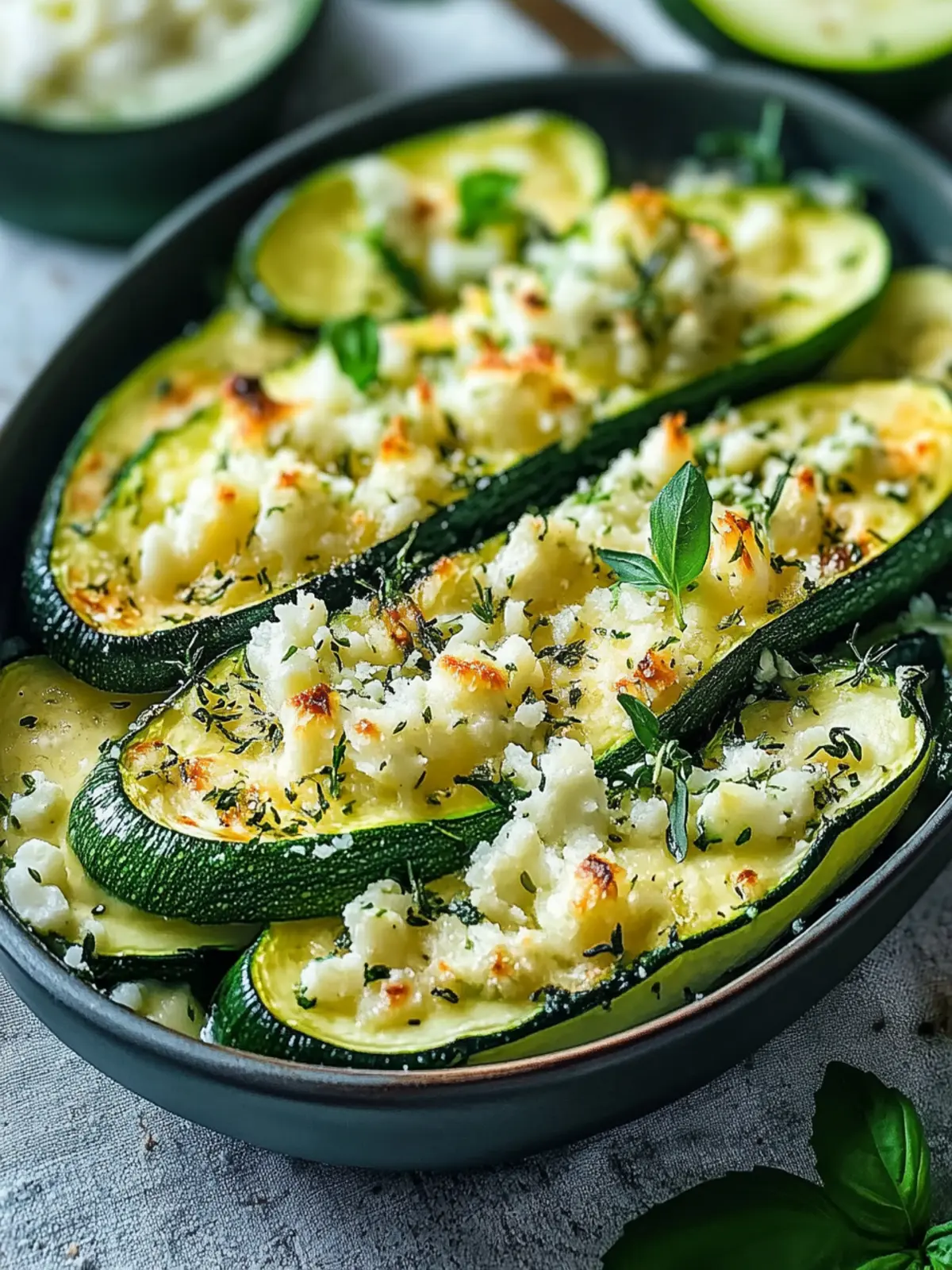 Zucchini-Boote mit cremiger Füllung: Gesund und lecker! 4 Zucchini-Boote mit cremiger Füllung