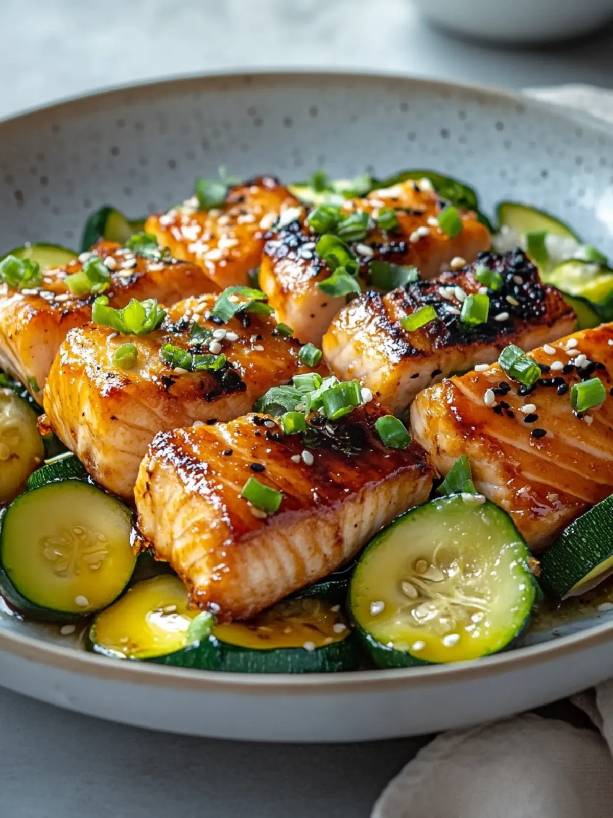 Teriyaki Lachs & Zucchini Spieße – Gesund und lecker grillen 4 Teriyaki Lachs & Zucchini Spieße