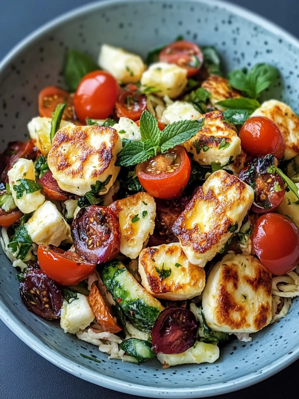 Kritharaki-Salat mit Halloumi-Croutons für den perfekten Genuss 2 Kritharaki-Salat mit Halloumi-Croutons