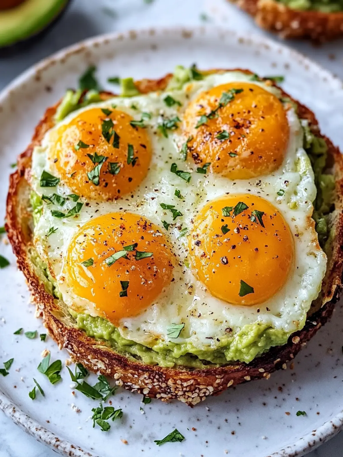 Avocado-Ei-Toast und Hashbrown-Tassen