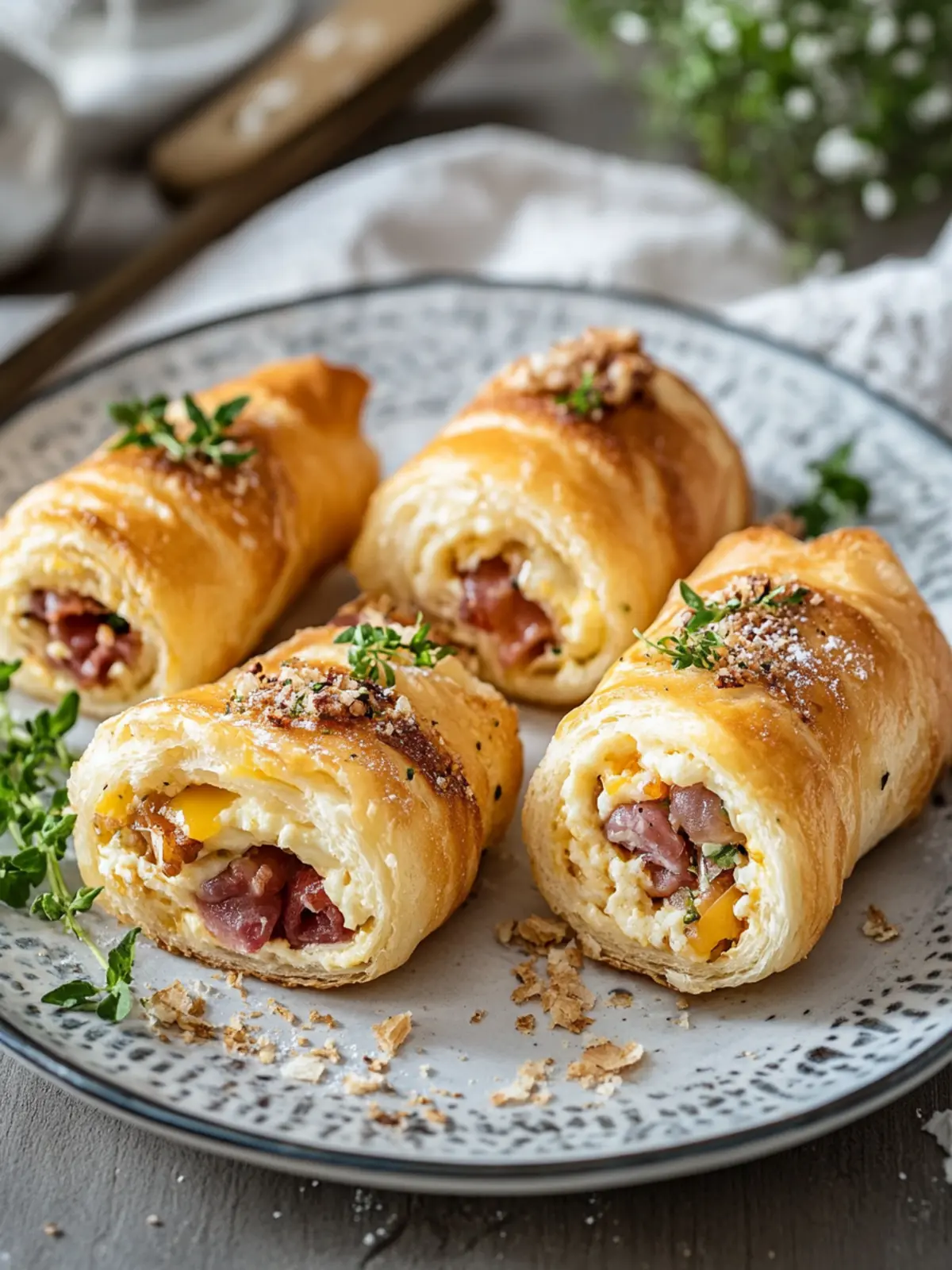 Frühstücksrollen mit Rührei und Speck: Herzhaft und Einfach 2 Frühstücksrollen mit Rührei und Speck